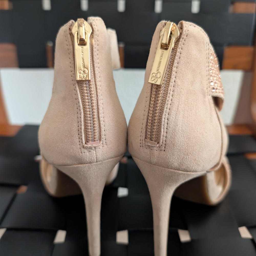Jessica Simpson Nude/Rose Gold Embellished Strappy High Heels - Picture 6 of 9